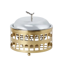 Arabic Calligraphy Chafing Dish Round Metal Casseroles with Luxury Hammered Lid Handcrafted Footwarmer Serving Food Hotpot - Product Image 5