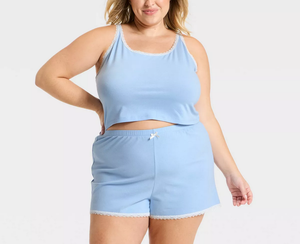 Ensemble pyjama personnalisé OEM avec logo pour femme : débardeur et short en jersey, vêtements de sport respirants et très extensibles, lingerie féminine - Product Image 6