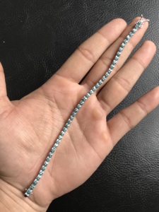 Pulsera de tenis de plata de ley 925 con apatita celeste ovalada de 4x3 mm, unisex, de joyería fina, regalo de moda - Product Image 5
