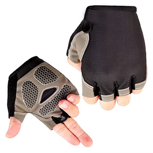 Gants de cyclisme personnalisés avec logo, pour hommes et femmes, style demi-doigts, légers, avec sangle de poignet réglable, en cuir, pour l'été - Product Image 4