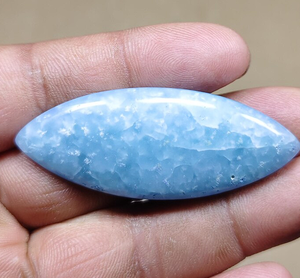 Piedra de Cuarzo Natural Azul Claro con Destellos Blancos, Pulida, Corte Marquesa, Gema Suelta para Joyería, Alba Gems - Product Image 1