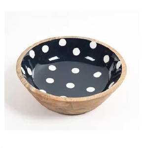 Bols décoratifs en bois faits à la main de qualité supérieure, bols imprimés à l'émail pour le salon, le comptoir, la décoration de la maison et de la cuisine - Product Image 1