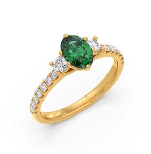 Anillo de compromiso para mujer con turmalina tallada, moissanita brillante, engaste pavé, chapado en rodio, estilo moderno, certificado IGI - Product Image 1