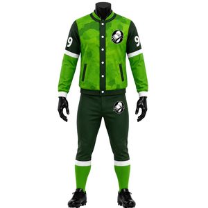 Conjunto de Chaqueta y Pantalones de Béisbol Verde y Negro, Camisa de Manga Larga con Botones y Pantalones a Juego, Uniforme Deportivo Transpirable - Product Image 1