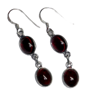 Plata de Ley 925 India moda granate piedra preciosa pendiente nupcial moda pendientes joyería hecha a mano Casa De Plata - Product Image 1