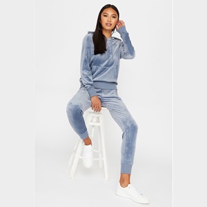 Women's Velour Tracksuit Casual Sportswear <b>Set</b> with Zip Up Jacket <b>Matching</b> <b>Jogger</b> Pants Soft Fabric and Contemporary Fashion - Product Image 5