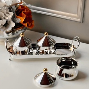 Ensemble de bols de service de luxe modernes et écologiques en acier inoxydable avec couvercle, design poli, pour les fêtes, lavables au lave-vaisselle - Product Image 2
