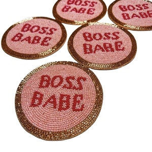 CRYSTAL CRAFT High Quality Embroidery Seed Bead Coaster Square Fabric <b>Backed</b> Glass Beaded Drink Mat Table <b>Protector</b> For Home - Product Image 1