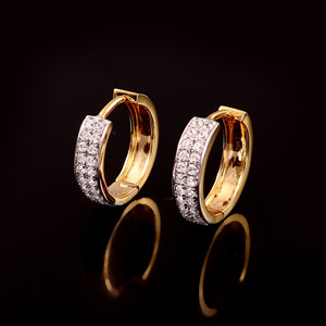14K <b>solid</b> <b>Gold</b> Zircon Pave <b>Huggie</b> Hoop Earrings for Women Trendy Elegant Party Jewelry - Product Image 2