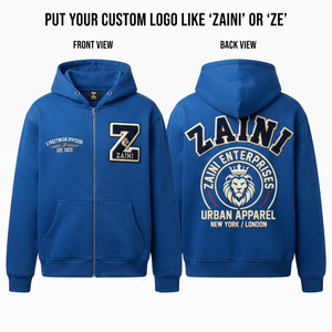 Sweat à capuche zippé pour homme, 420 GSM, en coton et polyester, molleton brossé épais, broderie personnalisée, patch en chenille, sergé, OE Hiver - Product Image 1