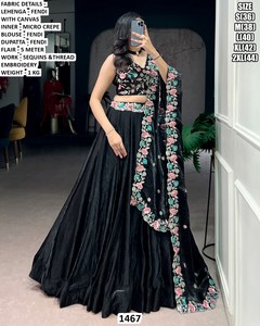 Lehenga Choli traditionnel en soie Zariya Heritage, longueur ras du sol, avec dupatta Bhandhani, pour Diwali et les mariages festifs - Product Image 2