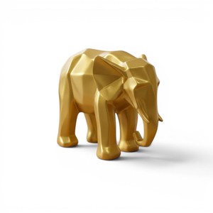 Sculpture d'éléphant dorée géométrique moderne en polyrésine, figurine animale, décoration de luxe pour la maison - Product Image 2