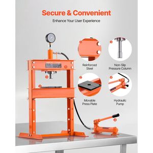 Presse d'atelier hydraulique 10T à cadre en H avec plaque de pressage réglable, base en H stable, presse hydraulique de garage - Product Image 6
