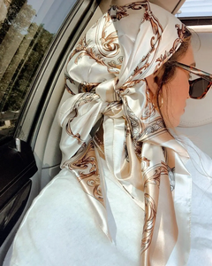 Satin Square Scarf Women Muslim Hijab Elegant 2026 Print Silk Neckerchief <b>Shawl</b> <b>Wraps</b> Headband Handle Hair Accessories Bandana - Product Image 1