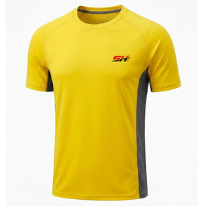 T-shirt pour homme de couleur jaune vif, respirant, anti-odeur, à séchage rapide, confortable, durable, à prix bas - Product Image 1