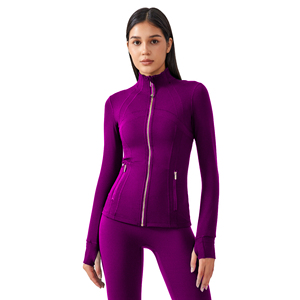 Conjunto Deportivo Personalizado para Mujer Talla Grande, Color Sólido, Transpirable, de Secado Rápido, Ligero, Amarillo, para Gimnasio, Fitness, Yoga, con Chaqueta con Cremallera - Product Image 2