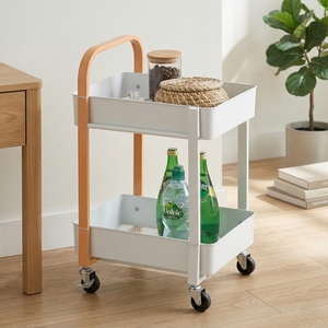 Mini Carro de herramientas de utilidad rodante de Metal de 2 niveles duradero, plataforma resistente, rollo de cuatro ruedas, recubrimiento en polvo, almacenamiento REACH OEM - Product Image 1