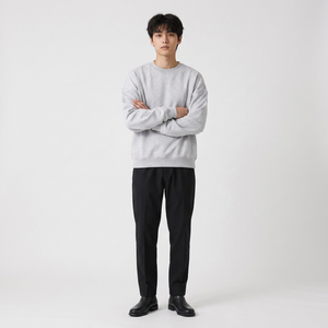 Wholesale custom relaxed fleece <b>crewneck</b> with drop shoulder and custom apparel for US apparel retailers - Product Image 4