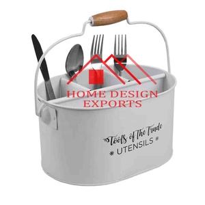 Caddy en métal galvanisé Couverts et ustensiles de cuisine Support pour vaisselle de table pour fêtes Fermes Exportations - Product Image 1