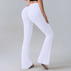 Pantalon de yoga taille haute uni à séchage rapide pour femme, extensible dans quatre directions, respirant, pour fitness et sport, micro-extensible, coupe large - Product Image 3