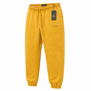 Pantalon de survêtement décontracté pour homme, taille haute, couleur unie, 100% coton, respirant, séchage rapide, qualité supérieure, nouvelle mode, effet délavé à l'acide - Product Image 4