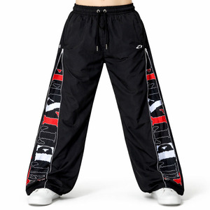 Pantalones Deportivos con Paneles en Contraste y Cierre de Cremallera para Hombre, Cintura Elástica, Corte Holgado, Ligeros, Resistentes al Viento, con Insertos Gráficos, Estilo Urbano - Product Image 1