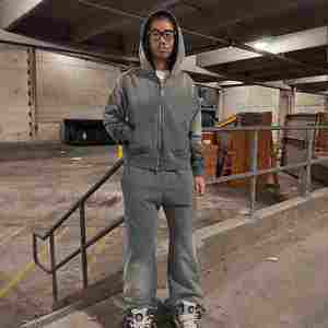 Custom Top Quality Tracksuit Jogging Suits Blank Cotton Fleece Fabric Embossed Design Zip up Tracksuit - Product Image 6