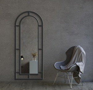 Miroir sur pied noir minimaliste grand format, idéal pour la décoration de chambre et de salon, et pour vérifier les tenues quotidiennes. Vente en gros depuis l'Inde. - Product Image 4