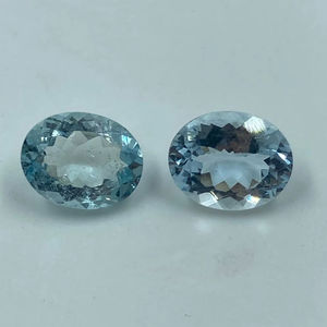 Piedra Preciosa de Aguamarina Natural de Alta Calidad, Corte Ovalado, 2 Piezas, 4.40 Quilates, 8x10MM, para Fabricación de Joyería y Anillos - Product Image 1