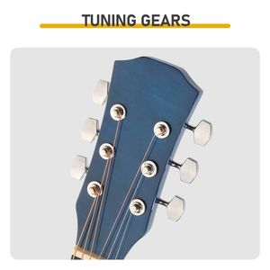 Chitarra Acustica Blu da 41 Pollici con Forma Dreadnought, Cutaway, Corde, Capotasto, Accordatore, Borsa per il Trasporto, Chiave per Accordatura, Strumento per Principianti - Product Image 6