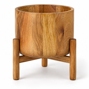 Jardinière sur pied en bois de manguier artisanal - Vente en gros Moradabad - Product Image 1