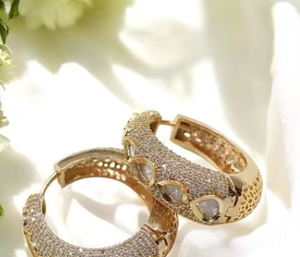 Pendientes redondos con aspecto elegante, pendientes de nuevo estilo, ropa de fiesta, accesorios de moda, ropa de fiesta con piedra de circón para mujer - Product Image 2