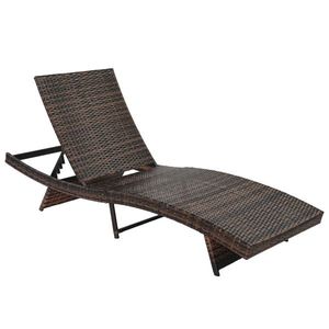 Letto in Rattan Intrecciato con Telaio in Ferro a Forma di S 193*68*33cm, Cuscino Sfumato Marrone-Beige - Categoria Prodotto: Sedie - Product Image 5