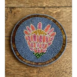 Colorful Beaded Coaster Handmade Round Floral Design Drink Coaster <b>Table</b> <b>Protection</b> Mat Stylish Home Decor Unique Gift Idea - Product Image 1