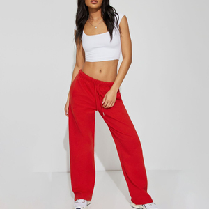 Pantalon de jogging ample en molleton 100 % coton respirant pour femme, style streetwear, avec impression de logo personnalisée, couleur unie - Product Image 1