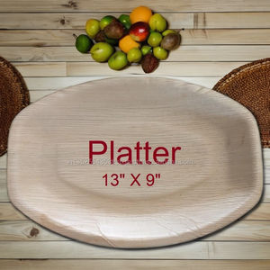 Platos de fiesta desechables de bambú compostables ecológicos Diseño de plantas estampadas orgánicas naturales para acampar en bodas - Product Image 1