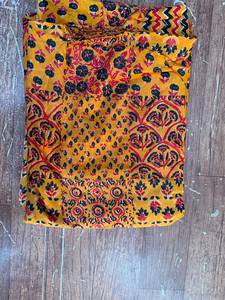 Bohemian Style Embroidered Cotton Cosmetic Bag Yellow Red Black Floral Pattern Foldable Medium Capacity No Zipper - Product Image 3