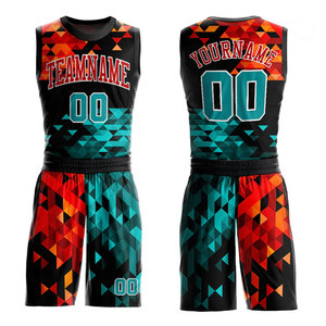 Custom Sublimated Basketball Jersey Set Blue Pink Striped Mesh Sleeveless Tank Top With Elastic Waist Shorts Unisex Adult - Product Image 4