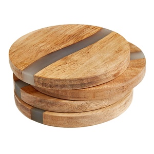 Posavasos personalizados de alta calidad, posavasos de madera y resina, posavasos de madera de Acacia hecho a mano de calidad Premium para café, té y bebida - Product Image 1