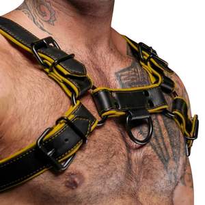 Harnais en fausse fourrure Hardline Bulldog pour homme, jaune, avec dentelle, ajustement ajustable sur la poitrine, vêtements de club haut de gamme, costumes sexy - Product Image 4