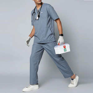 Uniforme Médico para Hombre, Camisa de Manga Corta Azul Cielo, Uniformes de Hospital de Alta Calidad, Conjunto de Uniformes Médicos de Lona para Hospitales y Clínicas - Product Image 4