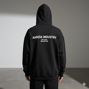 Conjunto de Sudadera con Capucha y Pantalones Deportivos Ranzia Signature Plus Size, Ecológico, Bordado con Pedrería, con Cierre Completo, para Hombre, Estilo Desgastado - Product Image 2