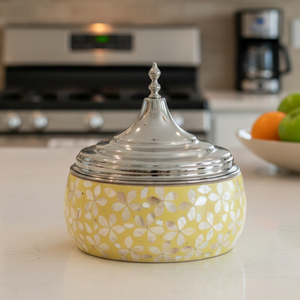 Luxury Mother of Pearl Inlay Casserole Set | Stainless Steel Food Warmer Hotpot | Eid Serving Bowl | Designer Kitchen Decor - Product Image 1