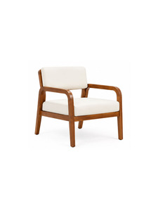 Sillón Moderno de Madera Maciza con Asiento y Respaldo Tapizados, Diseño de Mediados de Siglo para Sala de Estar y Muebles de Salón - Product Image 3