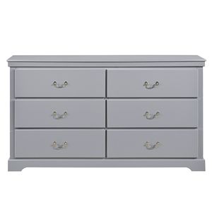 Classico tradizionale cassettone a 6 cassetti 1 pezzo grigio finitura legno camera da letto mobili di stoccaggio - Product Image 1