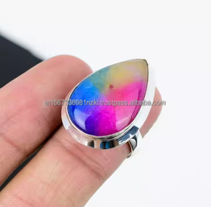 Meilleure vente bague en quartz solaire arc-en-ciel en argent sterling 925 bande de pierres précieuses multicolores bijoux en rhodium pour son idée de cadeau d'anniversaire - Product Image 3