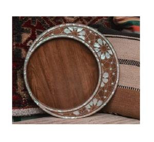 Plateau arabe en bois décoré à la main avec incrustation de nacre, accent décoratif culturel pour les intérieurs - Product Image 2