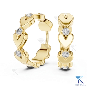 Pendientes de Aro con Motivo de Corazón de Diamante CVD Cultivado en Laboratorio, Oro Sólido de 14K y 18K, Joyería Fina para Mujer, Fabricante de Joyería para Bodas - Product Image 2