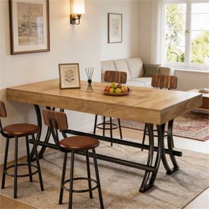 Industrial Farmhouse Style <b>Bar</b> Dining <b>Table</b> Kitchen <b>Table</b> with Unique Vintage Appeal - Product Image 1