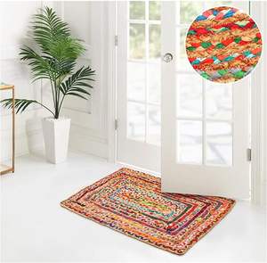 Mantel individual trenzado de yute y algodón reciclado 40 x 60 cm, ecológico, para mesa, venta al por mayor, exportación, natural - Product Image 3